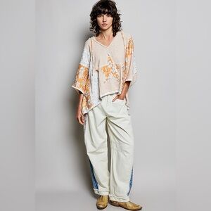 POL Floral Star Patch Hooded Blouse with Lace Contrast Detail🆕